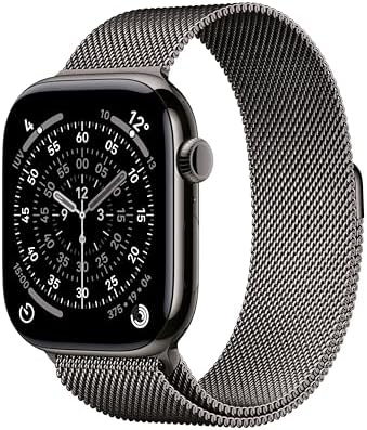 Watch Series 11 GPS+Cellular con Caja de Titanio en Color Pizarra de 46 mm y Pulsera Milanese Loop Color Pizarra-Talla M/L.Calidad del Sueño,monitores de entreno y Salud,Pantalla Siempre Activa