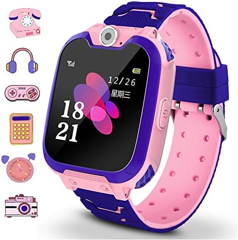 Smart Watch Phone for Kids Dial Touch Screen Camera Games Music Recording Calculator Girl and Boys Best Gift (Rose Pink)