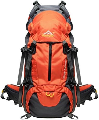 PioneerHiker 45L+5L Hiking Backpack Daypack with Waterproof Rain Cover for Camping Travel Mountaineering Climbing Orange