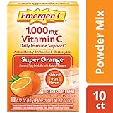 Emergen-C Dietary Supplement with 1000mg Vitamin C (Super Orange Flavor, 10-Count 0.32 oz. Packets)