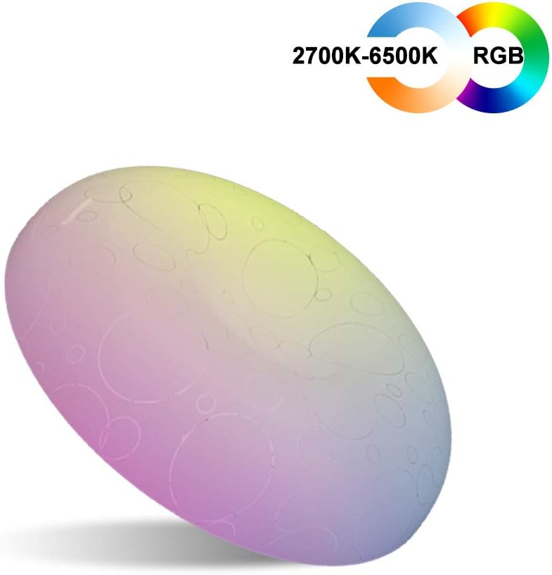 Dxing LED Smart Ceiling Light, WiFi Multicolor Light, 23W(180W Equivalent), Smart LED Light Controlled by Smart Phone APP, Compatible with Alexa, Echo, Google Home (b23W-15in)