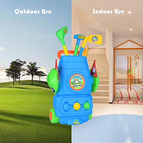 Portzon Golf Clubs, Golf Club Set with Wheels, 3 Clubs 3 Golf Balls Colorful Golf Accessories for Outdoor Sports - Thumbnail 5