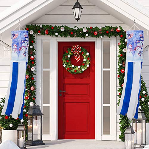 PINCHUANG 2 Pack 40 Inch Snowman Winter Windsock Flag, Christmas Windsock Flag American Flag Windsock Outdoor Hanging Decoration for Front Yard Patio Lawn Garden Party Decor (Style E (2 Pack))