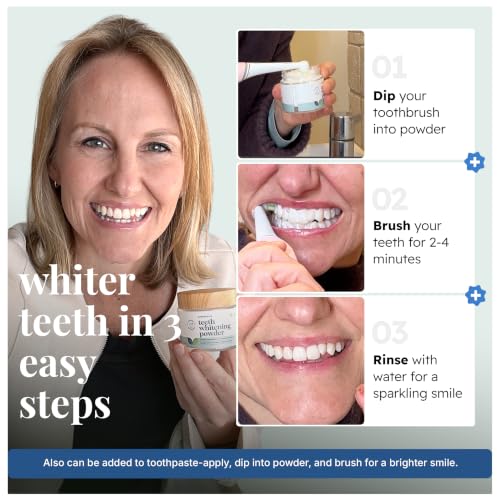 EcoBrightSmile Teeth Whitening Powder – Dentist Approved – Removes Years of Coffee, Tea & Ageing Stains – Enamel Safe Tooth Whitening, Peroxide-Free Stain Remover, Teeth Whitener with Hydroxyapatite
