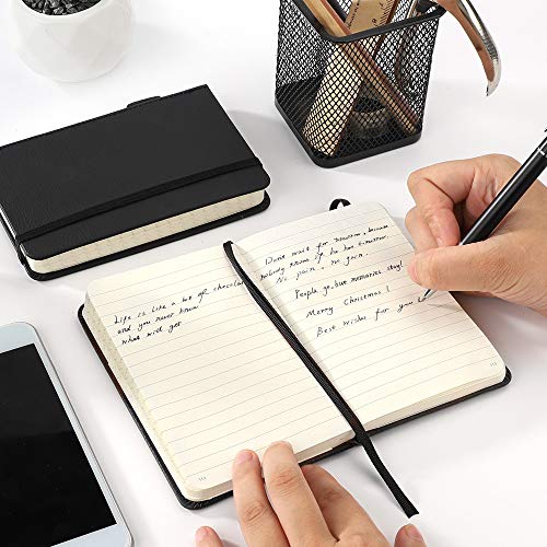 RETTACY Pocket Notebook with Pen Holder 3.5" x 5.5" Mini Hardcover