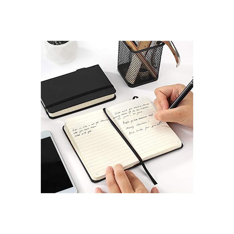 RETTACY Pocket Notebook with Pen Holder 3.5" x 5.5" Mini Hardcover
