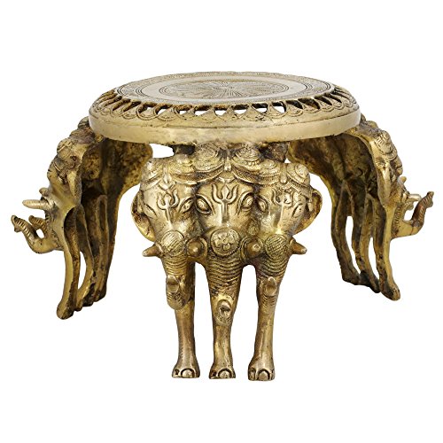 Hindu Puja Accessories Brass Sculpture for Seating God Idol 6.5 Inch Dia Indian Art