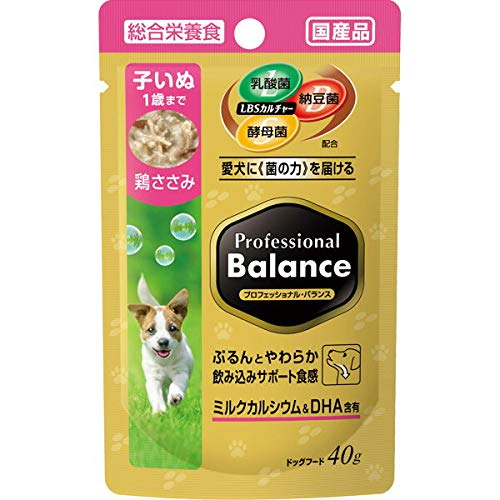 ペットラインプロバラ プロフェッショナル・バランス パウチ 1歳まで 子いぬ用 鶏ささみ 40g×12コ商品画像