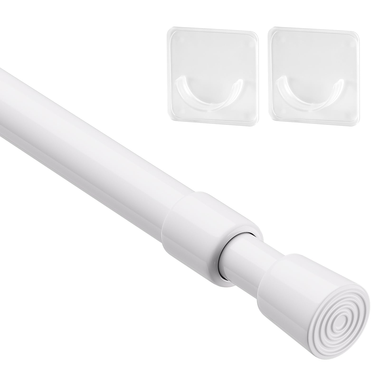 Photo 1 of KXLife 1 Pack Spring Tension Curtain Rod 28-40 inch, 5/8" Diameter, Adjustable Small Curtain Rod No Drilling, Expandable Spring Loaded Tension Rod for Doors and Windows, White