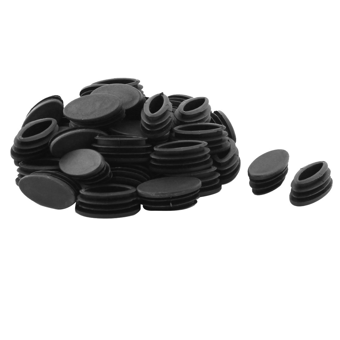 sourcing map Plastic Table Chair Feet Oval Tube Pipe Insert Cap 20 x 40mm 40 Pcs Black