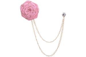 GUAFEIH Fashion Bridegroom Wedding Brooches Fabrics Handmade Rose Flower Brooch Lapel Pin Badge Tassel Chain Men's Suit Accessories
