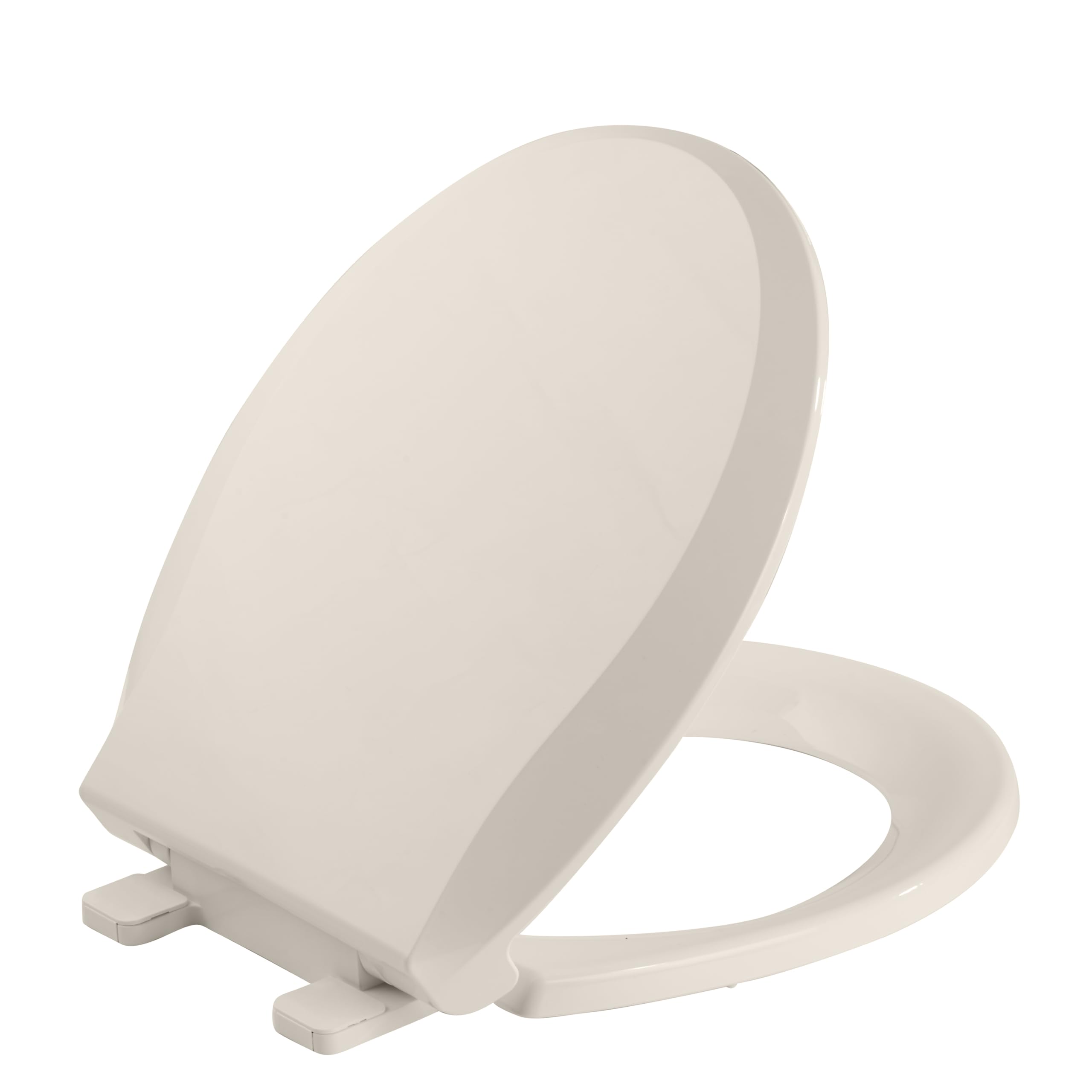 Durable Round Toilet Seat with Slow Soft Close - Easy to Install and Clean, Never Loosens - White, Fits Most Round Toilets Almond Image