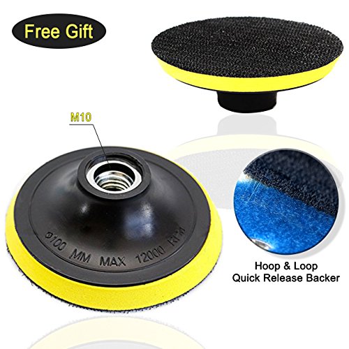 ADVcer Wet Diamond Polishing Pads Set, 4" 10 Pads 50 to 3000 Grit with Hook and Loop Backing Holder Disc - Ideal Buffing Kit for Granite Concrete Marble Stone Countertop Tile Floor Grinder or Polisher