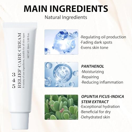 YOOJ® 2 Pcs 345 Relief Cream, Soothing Recovery & Moisture Daily Face Moisturizer, Korean Soothing Moisturizer, 345 Repair Barrier Cream for All Skin Types (50ml/1.69floz)