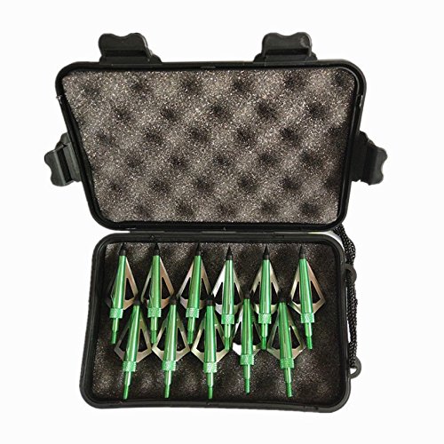 e5e10 12PCS 125 Grain 3 Blade Broadheads Hunting Arrow Heads Screw-in Arrow Tips Crossbow and Compound Bow with One Plastic Portable Broadheads Case