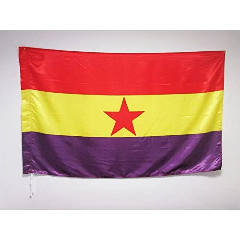 AZ FLAG - Second Spanish Republic Red star Flag - 3x5 Ft - Satin - Spain Republican Banner with Sleeve - Fade Resistant - Bright Colors - 3' x 5' Feet - 150x90 Cm