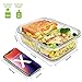RENPHO [3-Pack, 36oz] Glass Meal Prep Containers 2 Compartment - Glass Bento Box Glass Compartment Food Containers with Airtight Lids Divided Glass Lunch Containers - Microwave,Oven,Dishwasher Safe