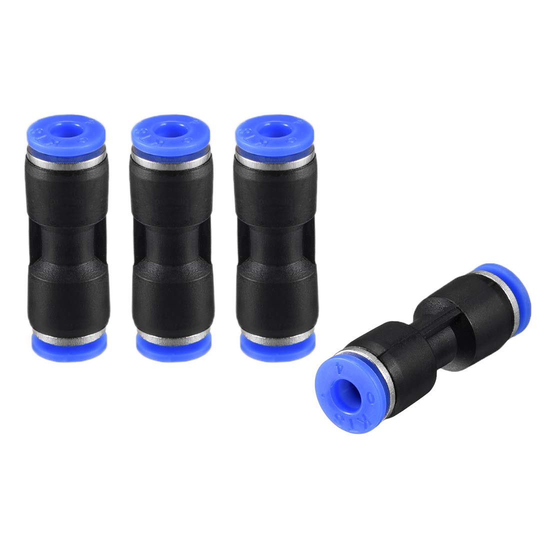 sourcing map Plastic Straight Union Push to Connect Tube Fitting 4mm OD Push Fit Lock Blue 4pcs