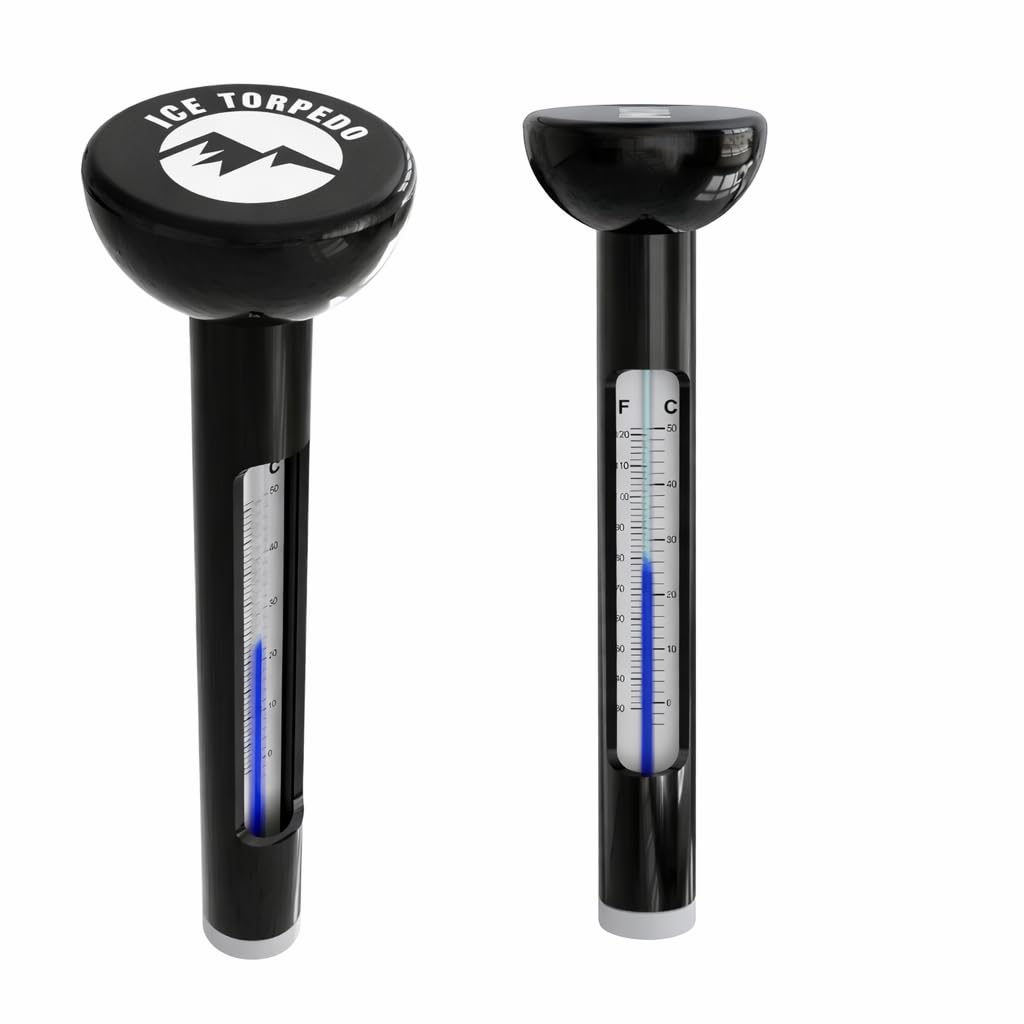 Ice Torpedo Ice Bath Thermometer Easy To Read Floating Temperature Gauge- Clear Marking Accurate Water Temperature Thermometer for Pool, Spa, Ponds, Hot Tub, Open Water & Ice Bath Accessories