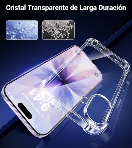 FLLAO 5 in 1 Case for iPhone 17 with 2 Screen Protector and 2 Camera Lens Protector, [Built-in Air Pad] Anti-Shock, Anti-Scratch Phone Case 6.3 Inches, Transparent