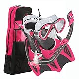 U.S. Divers Youth Flare Junior Silicone Snorkeling Set, Neon Black, Small (1-3)
