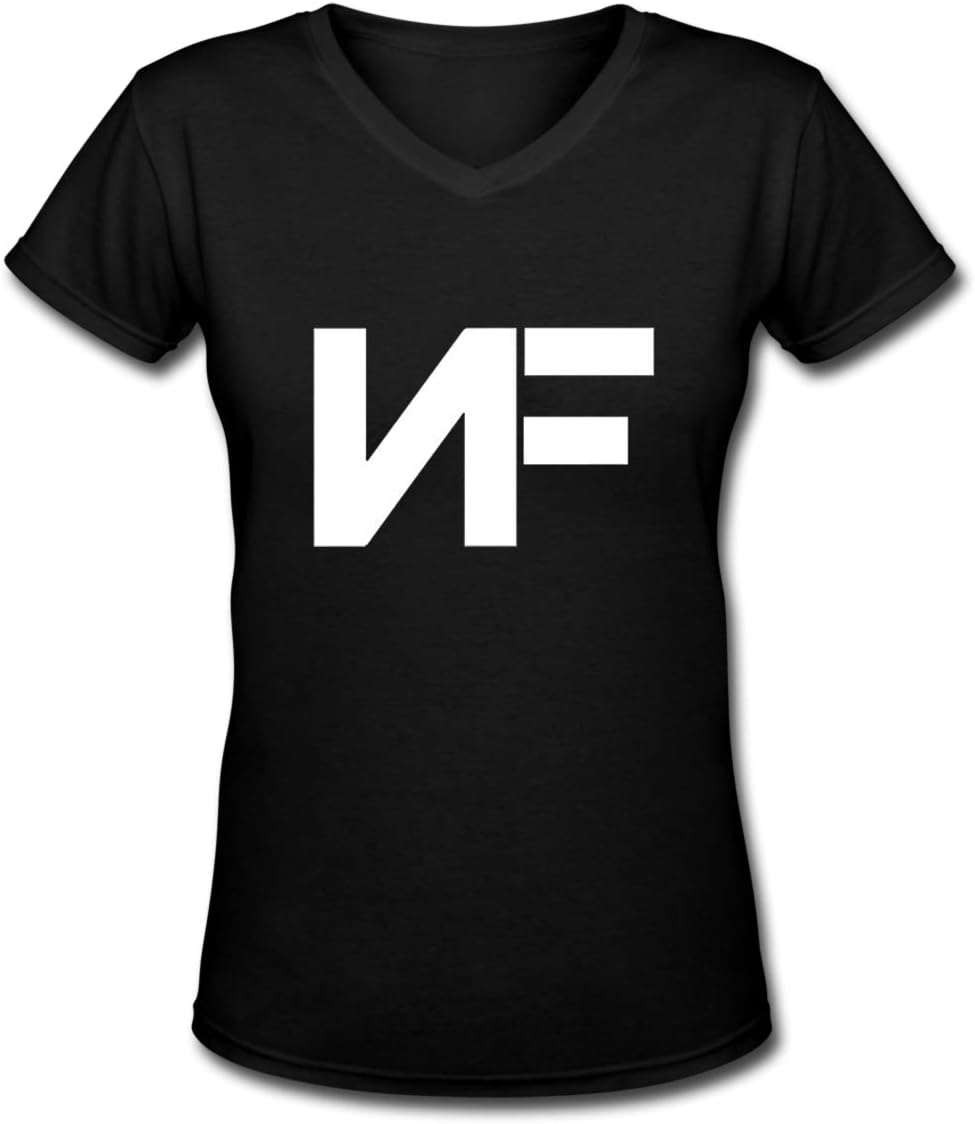 Women's NF Rapper Logo Tshirt Apparel Casual Shirt Short Sleeve V Neck Cotton Summer Sport T-Shirt Black