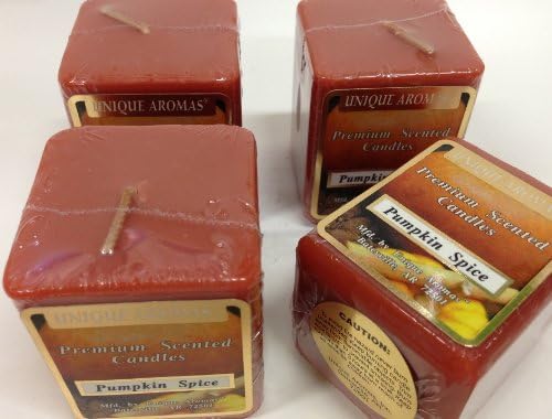 3 oz square votive candle 4/pk - Pumpkin Spice- Highly scented candle made with a unique blend of cinnamon, pumpkin and spices