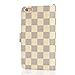 iPhone 6 Plus Case, Wallet for iPhone 6s Plus 5.5, 12-Slot Pocket, ID Card Holder, Purse Function, Hand Strap, Beige Checker Print, Premium Quality, High Grade, Classic Design, Classy Style