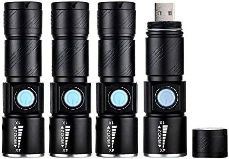 YAOMING Mini Small LED Flashlight USB Rechargeable Flashlights(Pack 4)