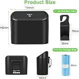 URAQT Car Trash Can with Lid 90 Bags Hooks Compact Car Organizer view 2