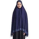 Muslim High Stretch Hijab Pure Color Half-body Cover Hijab with Lace for Praying