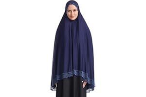 Muslim High Stretch Hijab Pure Color Half-body Cover Hijab with Lace for Praying