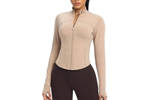 colorskin Women's Lightweight Zip Up Workout Jackets Yoga Cropped Running Gym Track Athletic Jacket with Thumb Holes