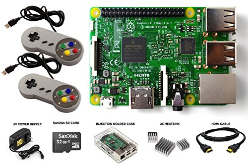 Raspberry Pi 3 1GB RetroPie Emulation Station 32GB Micro Sandisk SD Power Supply Case