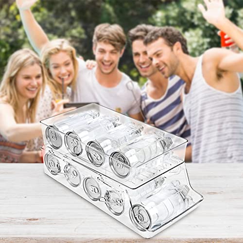 HANSGO Auto Rolling Soda Can Organizer, Double-Layer Can Dispenser Collapsible Beverage Storage Organizer for Refrigerator Kitchen Pantry Cabinet Canned Food