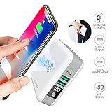 Qi Wireless Portable Charger, LFXD 6700mAh Fast Charging Power Bank with LED Digital Display External Battery Pack 2 in 1 for iPhone X, iPhone 8, 8 Plus, iPad, Samsung Galaxy S8, S8 Plus