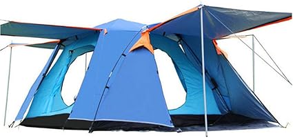 Amazon Co Jp 屋外キャンプ スノースカート付き4ドアドア四方屋根自動キャンプ屋外3 4人キャンプテント屋外キャンプ無料ビルドスピードテント 防水日焼け止めポータブルミリタリー 色 青 サイズ 3 4p ホーム キッチン