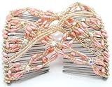 Lovef Elastic Double Combs Handmade Beaded Flower Hair Clips Hair Holder Ez Hair Comb (7#)