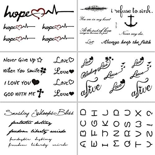 Yangll Words Temporary Tattoo Stickers Letter Fake Tattoo For Adults Kids On Body Art Anchor Waterproof Tatoo For Man Woman 10.5X6Cm