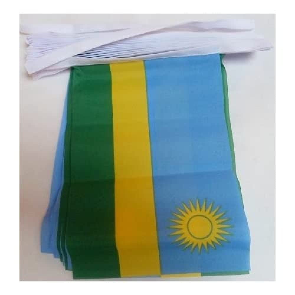 AZ FLAG - Rwanda Bunting Flag - 40 Ft Garland with 20 Rwandan Flags 18'' x 12'' - 100% Polyester String Pennant - 12 meters