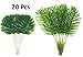 ShoppeWatch Artificial Palm Leaves with Stem (20 Pcs) Tropical Philodendron Monstera Fronds Party Decorations Faux Palm Tree Plant Leaf Fake Imitation Ferns Branches Home Kitchen Plastic Decor AF49