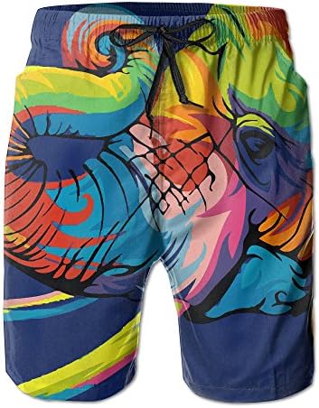 Men's Colorful Elephant Water Shorts Beach Pants Dry Soft Pockets Swimming Comfortable