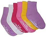 N'Ice Caps Girls Cotton/Spandex Casual Crew Gripper Socks 6PC Pack
