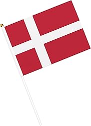 20 Pack Denmark Flags, Small Handheld Danmark Flags