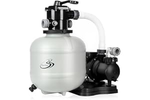 BLUE BAY BlueBay 15" 1/2HP / 2250GPH Sand Filter Pump with Timer, 7-Way Valve and Strainer Basket for Above Ground Pools up to 10000 Gallons – Easy Installation, Gray
