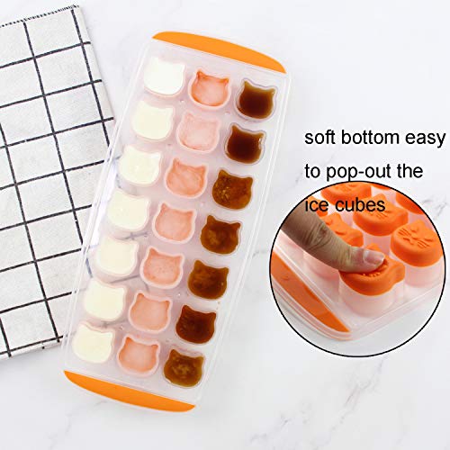 Ice Cube Tray, Candy, Chocolate Mold, Cat Ice Mold, Easy Release, BPA free, 2 Pack, Dishwasher Safe Orange AICHOOF - Thumbnail 3