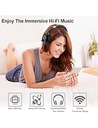 Auriculares con Bluetooth, auriculares inalámbricos con Bluetooth, auriculares con Bluetooth, los mejores auriculares estéreo plegables con micrófono, almohadillas de proteína de memoria suave, 40 horas de tiempo de reproducción para PC Cell.