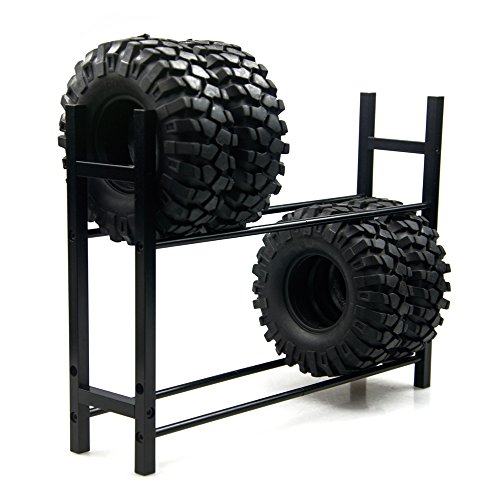 XJJ Black 1:10 RC Car Tire Rack/Wheel Rack for 1/10 Wheel Rims Tire TRX-4 SCX10 D90 CC01