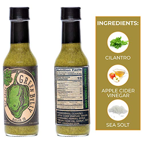 Green Belly Hot Sauce uses Cilantro, Habanero, Garlic & Organic Apple