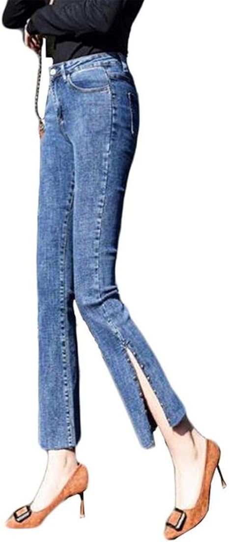 Amazon エージョン ジーンズ デニム レディース ブーツカット パンツ 九分丈パンツ 裾スリット スリム 美脚 着痩せ ボトムス カジュアル 春夏 おしゃれ ジーンズ 通販